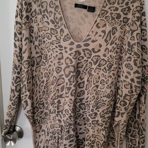 RDI Taupe Leopard V-Neck Pullover